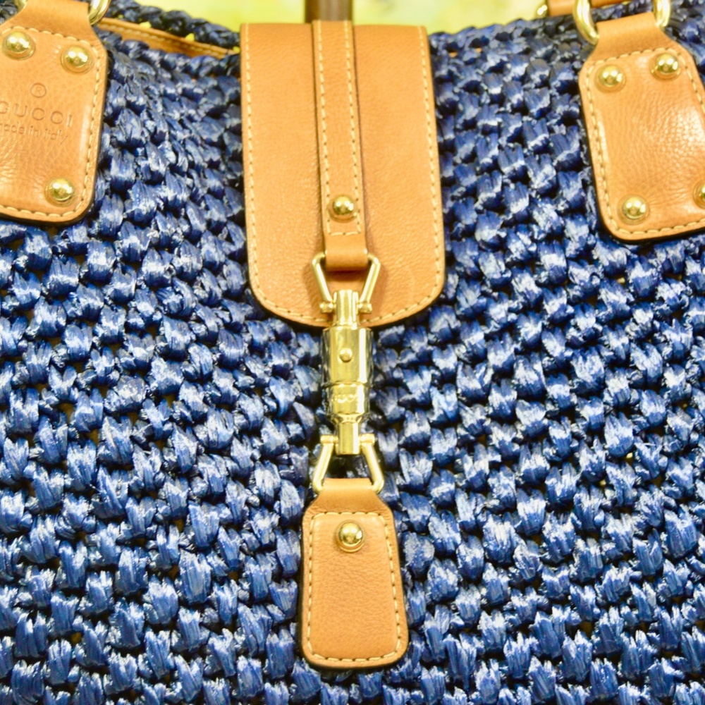 💯Authentic GUCCI Raffia Large Santa Monica Large Tote  Made in Italy  🇮🇹 - Picture 12 of 16